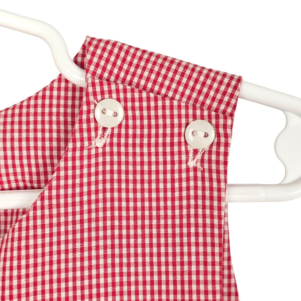 Southern Sunshine Boy Smocked Jumper One‎ Piece Romper Christmas Gingham 6M Red - Picture 8 of 11